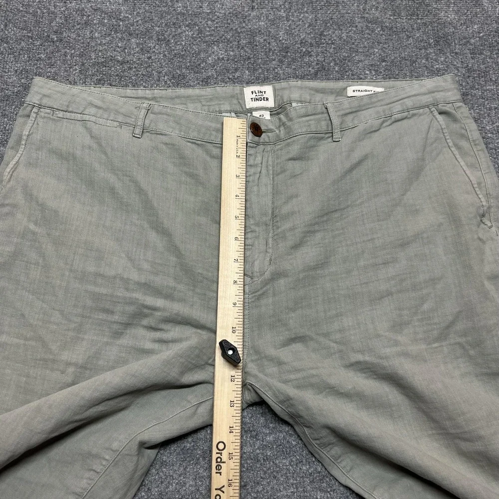 Flint And Tinder Pants Mens 42 Green Chino Straight Leg Casual